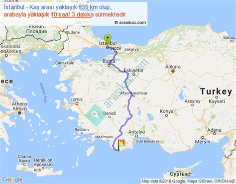 istanbul kaş arası yol haritası